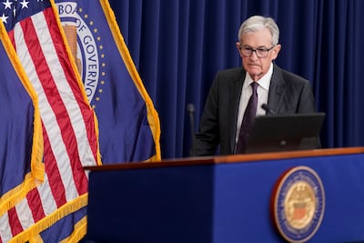 Federal Reserve Chairman Jerome Powell at a news conference after Federal Open Market Committee meeting on Wednesday. Bloomberg