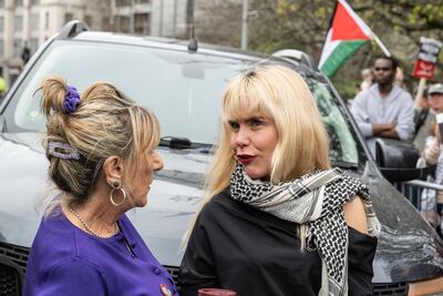 Singer Paloma Faith, right, attended a pro-Palestine rally outside the Israeli embassy in London in March. Getty Images