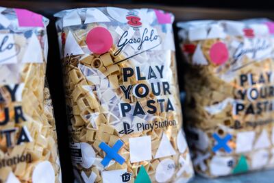 Pasta shaped like the PlayStation controller's buttons. Getty Images