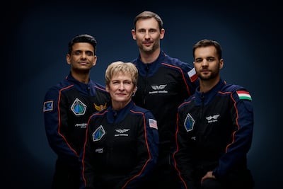 The Ax-4 crew from left to right: India's Shubhanshu Shukla, veteran Nasa astronaut Peggy Whitson, Sławosz Uznanski-Wisniewski of Poland and Hungary's Tibor Kapu. Photo: Axiom Space