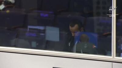 Fellow UAE astronaut Hazza Al Mansouri, increment lead of Expedition 69 on Earth, monitoring the mission from the Johnson Space Centre